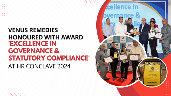 Venus Remedies Honored with Excellence in Governance & Statutory Compliance Award