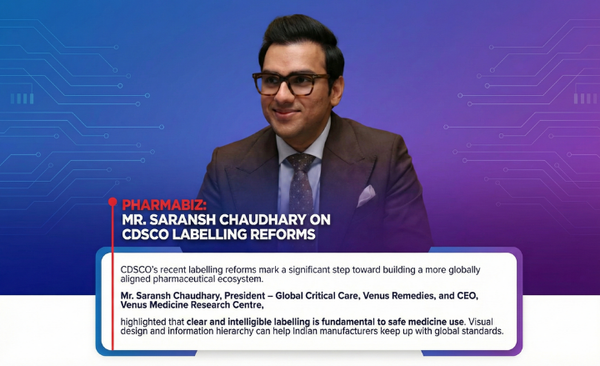 Pharmabiz: Mr. Saransh Chaudhary Featured on CDSCO Labelling Reforms
